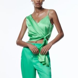 NEW WITH TAGS - Zara Satin Effect Asymmetric Top